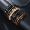 Handmade Beaded Bracelet Suit Unisex Retro Style Stone And Wooden Beads Geometric Pattern