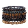 Handmade Beaded Bracelet Suit Unisex Retro Style Stone And Wooden Beads Geometric Pattern