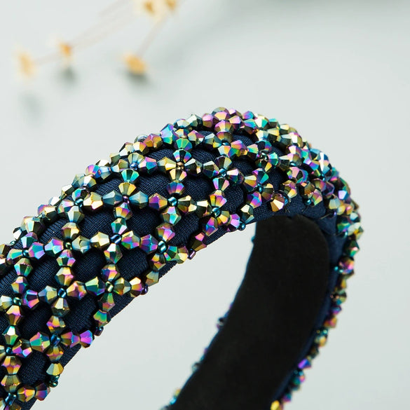 Handmade Beaded Crystal Cloth Hairband Baroque Style Fashion Temperament