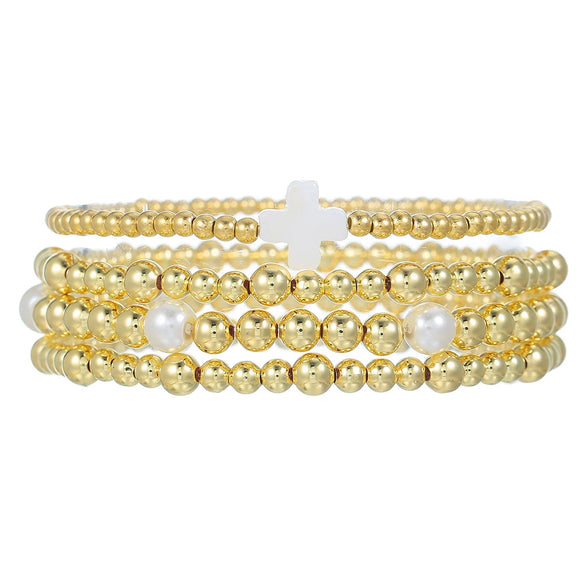 Handmade Beaded Elastic Anklet Bracelet Pearl Ccb Shell Geometric Fivepointed Star Disc Style