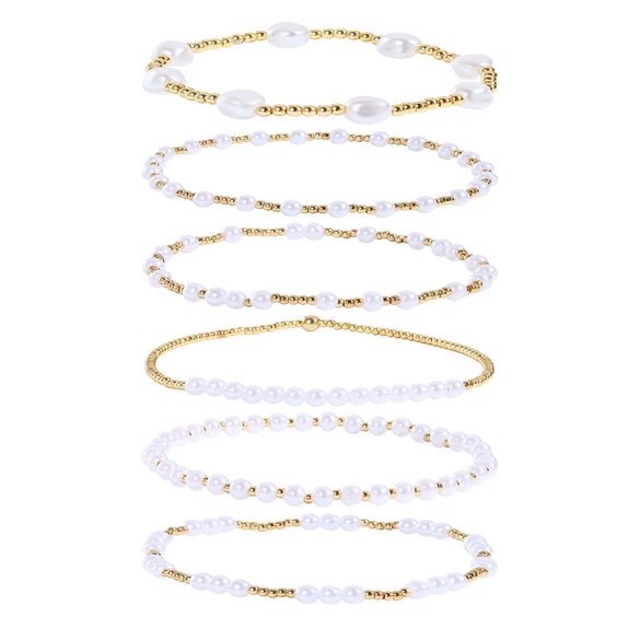 Handmade Beaded Elastic Anklet Bracelet Pearl Ccb Shell Geometric Fivepointed Star Disc Style