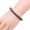 Handmade Beaded Elastic Magnetic Bracelet With Black Stone For Unisex As Hand Jewelry