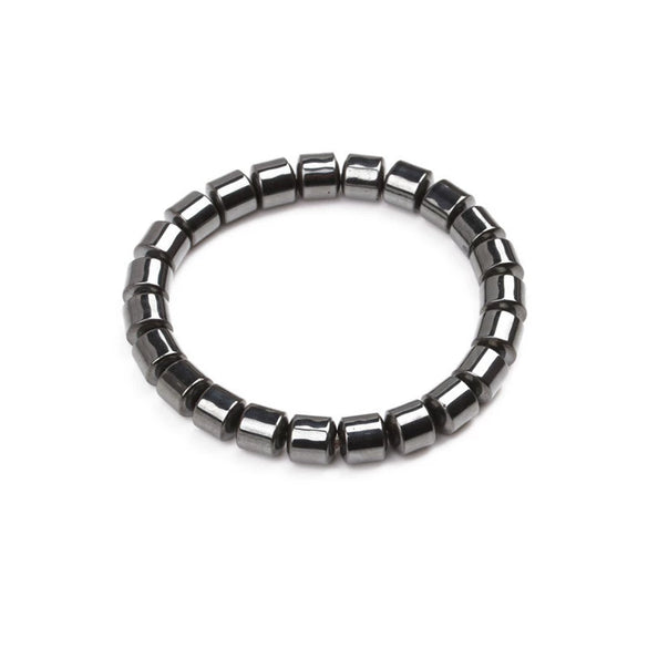 Handmade Beaded Elastic Magnetic Bracelet With Black Stone For Unisex As Hand Jewelry