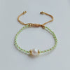 Handmade Beaded Facet Crystal And Natural Freshwater Pearl Women's Bracelet With Geometric Pattern And Handwoven Design