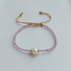 Handmade Beaded Facet Crystal And Natural Freshwater Pearl Women's Bracelet With Geometric Pattern And Handwoven Design