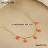 Handmade Beaded Flower Stainless Steel Geometric Necklace For Women With Electroplating Fashion Style