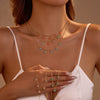 Handmade Beaded Flower Stainless Steel Geometric Necklace For Women With Electroplating Fashion Style