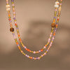 Handmade Beaded Geometric Tiger Eye Clavicle Necklace For Women Stainless Steel And Titanium Steel With Electroplating