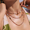 Handmade Beaded Geometric Tiger Eye Clavicle Necklace For Women Stainless Steel And Titanium Steel With Electroplating