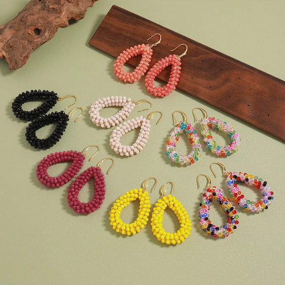 Handmade Beaded Geometric Water Drop Earrings For Women Fashion Style