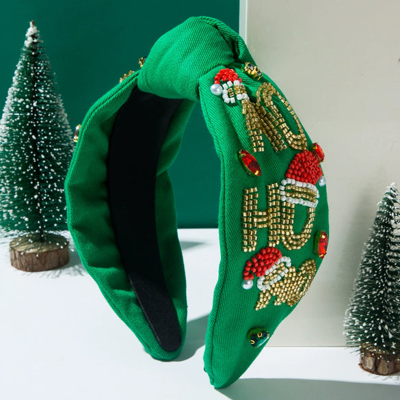 Handmade Beaded Hair Band With Letter Merrychristmashoho Pattern For Women