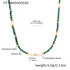 Handmade Beaded Malachite Natural Freshwater Pearl Clavicle Necklace For Women Geometric Style Stainless Steel Titanium Steel Electroplating