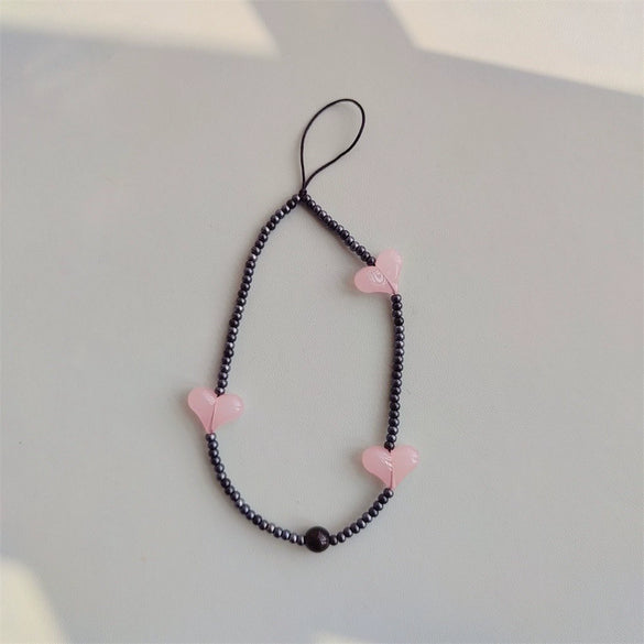 Handmade Beaded Mobile Phone Chain Glass Glaze Love Water Drops Bell Pattern