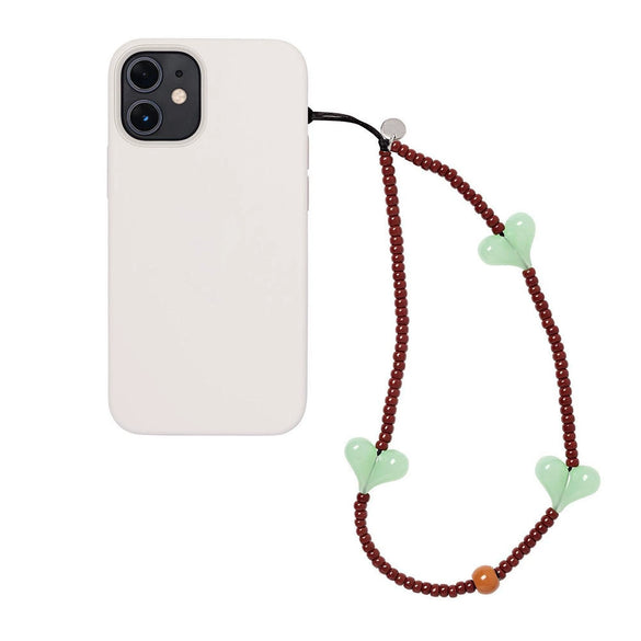 Handmade Beaded Mobile Phone Chain Glass Glaze Love Water Drops Bell Pattern