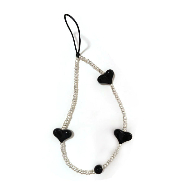 Handmade Beaded Mobile Phone Chain Glass Glaze Love Water Drops Bell Pattern