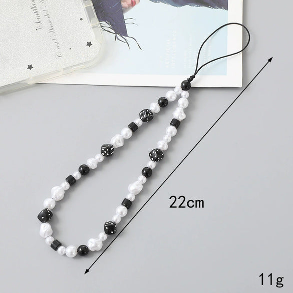 Handmade Beaded Mobile Phone Chain With Bow And Tulip Patterns
