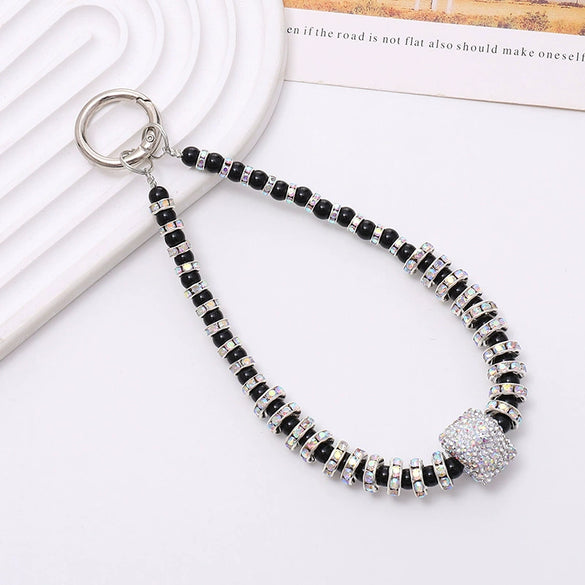 Handmade Beaded Mobile Phone Chain With Love Water Drops Bells Rhinestone Jewelry Pendant For Women