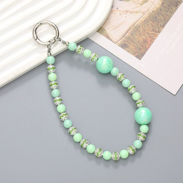 Handmade Beaded Mobile Phone Chain With Love Water Drops Bells Rhinestone Jewelry Pendant For Women