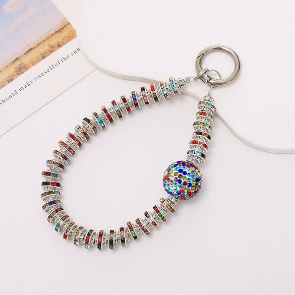 Handmade Beaded Mobile Phone Chain With Love Water Drops Bells Rhinestone Jewelry Pendant For Women