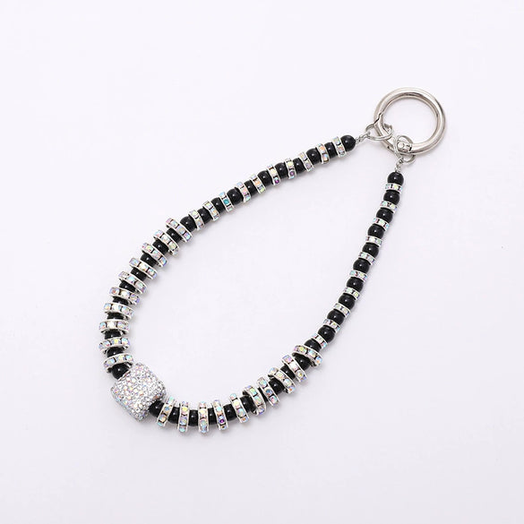 Handmade Beaded Mobile Phone Chain With Love Water Drops Bells Rhinestone Jewelry Pendant For Women