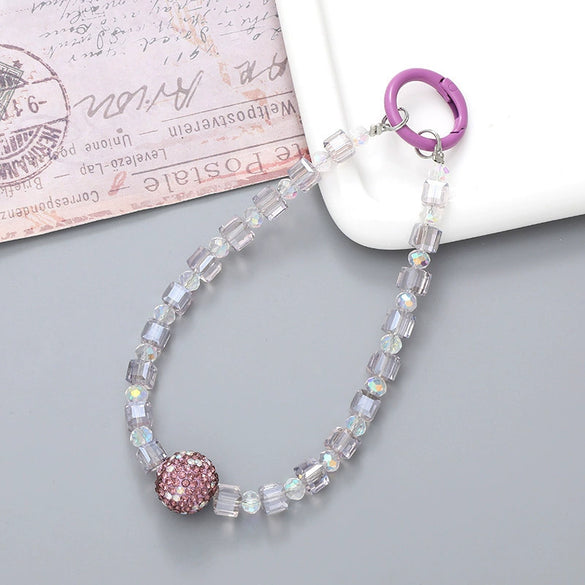 Handmade Beaded Mobile Phone Chain With Love Water Drops Bells Rhinestone Jewelry Pendant For Women