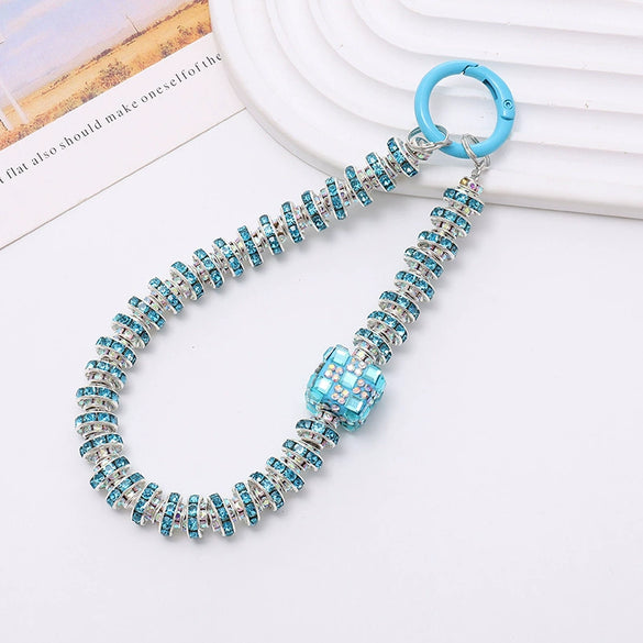 Handmade Beaded Mobile Phone Chain With Love Water Drops Bells Rhinestone Jewelry Pendant For Women