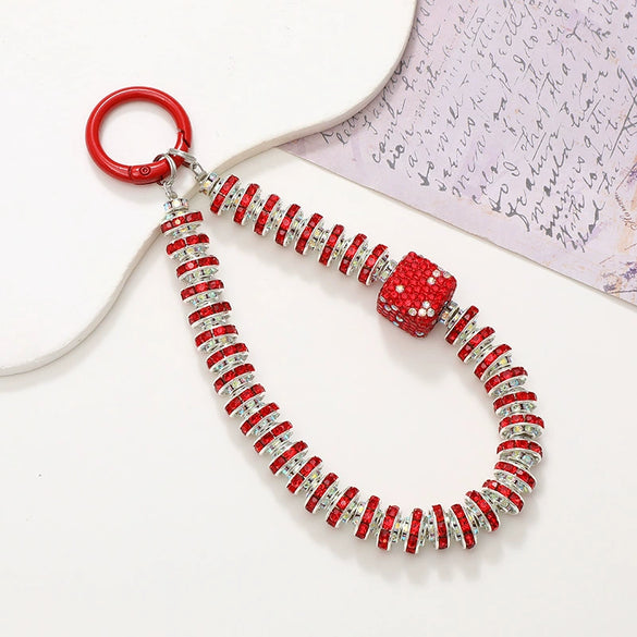 Handmade Beaded Mobile Phone Chain With Love Water Drops Bells Rhinestone Jewelry Pendant For Women