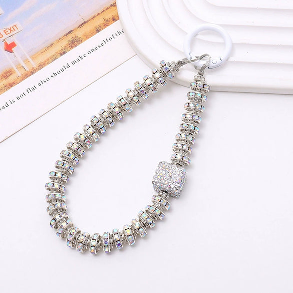 Handmade Beaded Mobile Phone Chain With Love Water Drops Bells Rhinestone Jewelry Pendant For Women