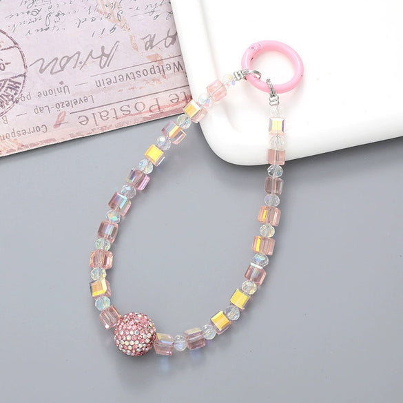 Handmade Beaded Mobile Phone Chain With Love Water Drops Bells Rhinestone Jewelry Pendant For Women