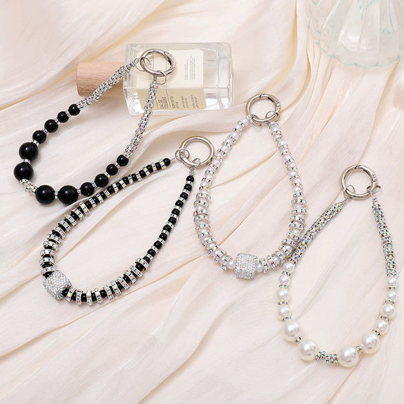 Handmade Beaded Mobile Phone Chain With Love Water Drops Bells Rhinestone Jewelry Pendant For Women