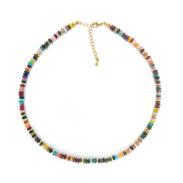 Handmade Beaded Multicolor Natural Stone Bracelet And Necklace Set With Stars Sun Moon Clouds Universe Pattern For Women