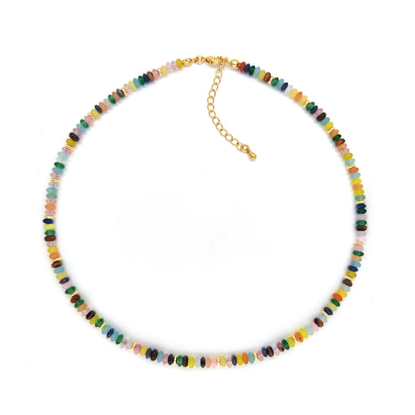 Handmade Beaded Multicolor Natural Stone Bracelet And Necklace Set With Stars Sun Moon Clouds Universe Pattern For Women