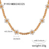 Handmade Beaded Natural Stone And Titanium Steel Ball Chain Necklace For Women With Geometric Style