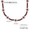 Handmade Beaded Natural Stone And Titanium Steel Ball Chain Necklace For Women With Geometric Style