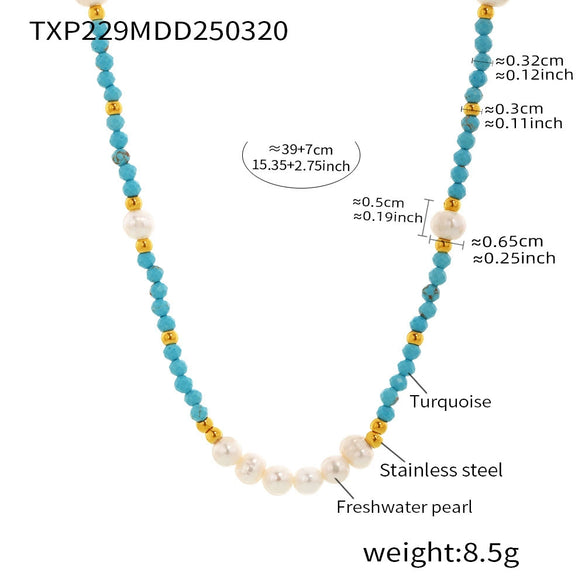 Handmade Beaded Necklace And Bracelet With Natural Freshwater Pearl And Pine Stone Light Luxury Style Electroplating For Women