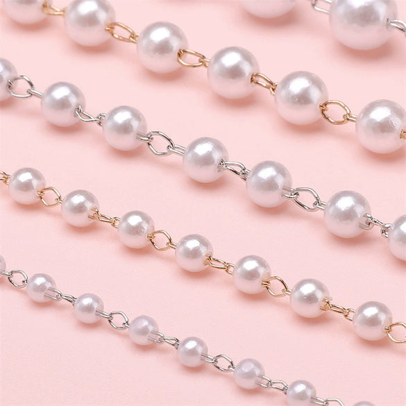 Handmade Beaded Pearl Chain Jewelry Accessories For Hair Diy Material