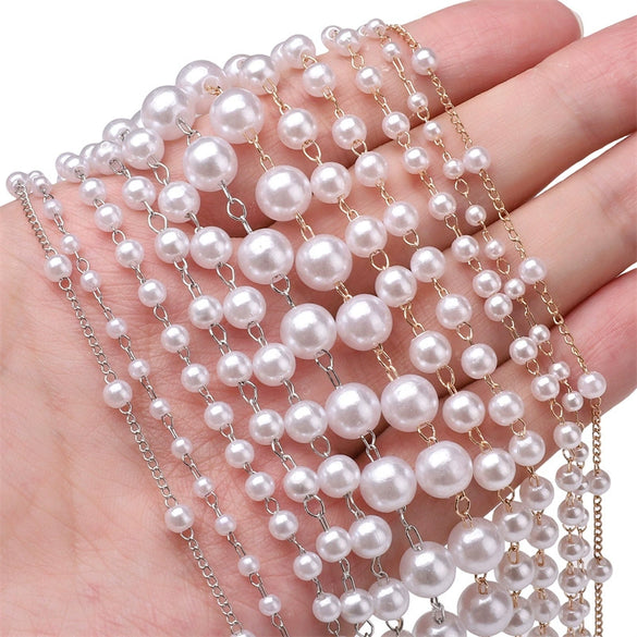 Handmade Beaded Pearl Chain Jewelry Accessories For Hair Diy Material