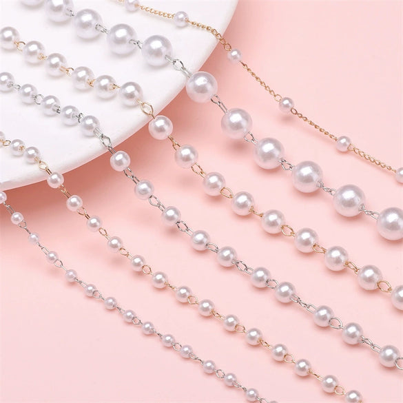 Handmade Beaded Pearl Chain Jewelry Accessories For Hair Diy Material