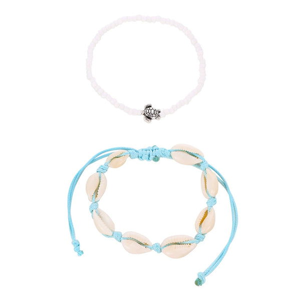 Handmade Beaded Rope Natural Shell Bracelet For Women With Geometric Design