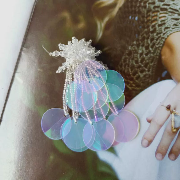 Handmade Beaded Sequin Tassel Fabric Applique Patch For Diy Earrings Pendant Jewelry Making Accessories