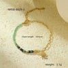 Handmade Beaded Stainless Steel Square Geometric Zircon Adjustable Women's Bracelet Electroplated