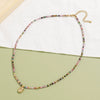 Handmade Beaded Tourmaline Natural Stone Necklace With Stainless Steel And Titanium Steel Pendant Geometric Design For Women