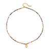 Handmade Beaded Tourmaline Natural Stone Necklace With Stainless Steel And Titanium Steel Pendant Geometric Design For Women