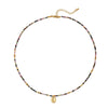 Handmade Beaded Tourmaline Natural Stone Necklace With Stainless Steel And Titanium Steel Pendant Geometric Design For Women