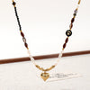 Handmade Black Spinel And Freshwater Pearl Geometric Pendant Necklace For Women