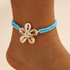 Handmade Bohemian Beach Rice Beads And Shell Woven Geometric Anklet For Women