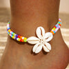 Handmade Bohemian Beach Rice Beads And Shell Woven Geometric Anklet For Women