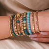 Handmade Bohemian Style Colorful Wooden And Glass Bead Bracelet Set With Geometric Pattern For Unisex
