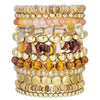 Handmade Bohemian Style Colorful Wooden And Glass Bead Bracelet Set With Geometric Pattern For Unisex