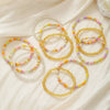 Handmade Bohemian Style Geometric Glass Rice Beads Multilayer Elastic Bracelet For Women